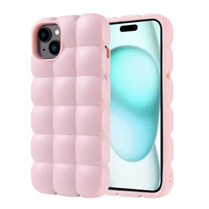 Apple iPhone 15 Plus Kılıf Parlak Esnek Silikon Zore Dom Dom Kapak - Pembe
