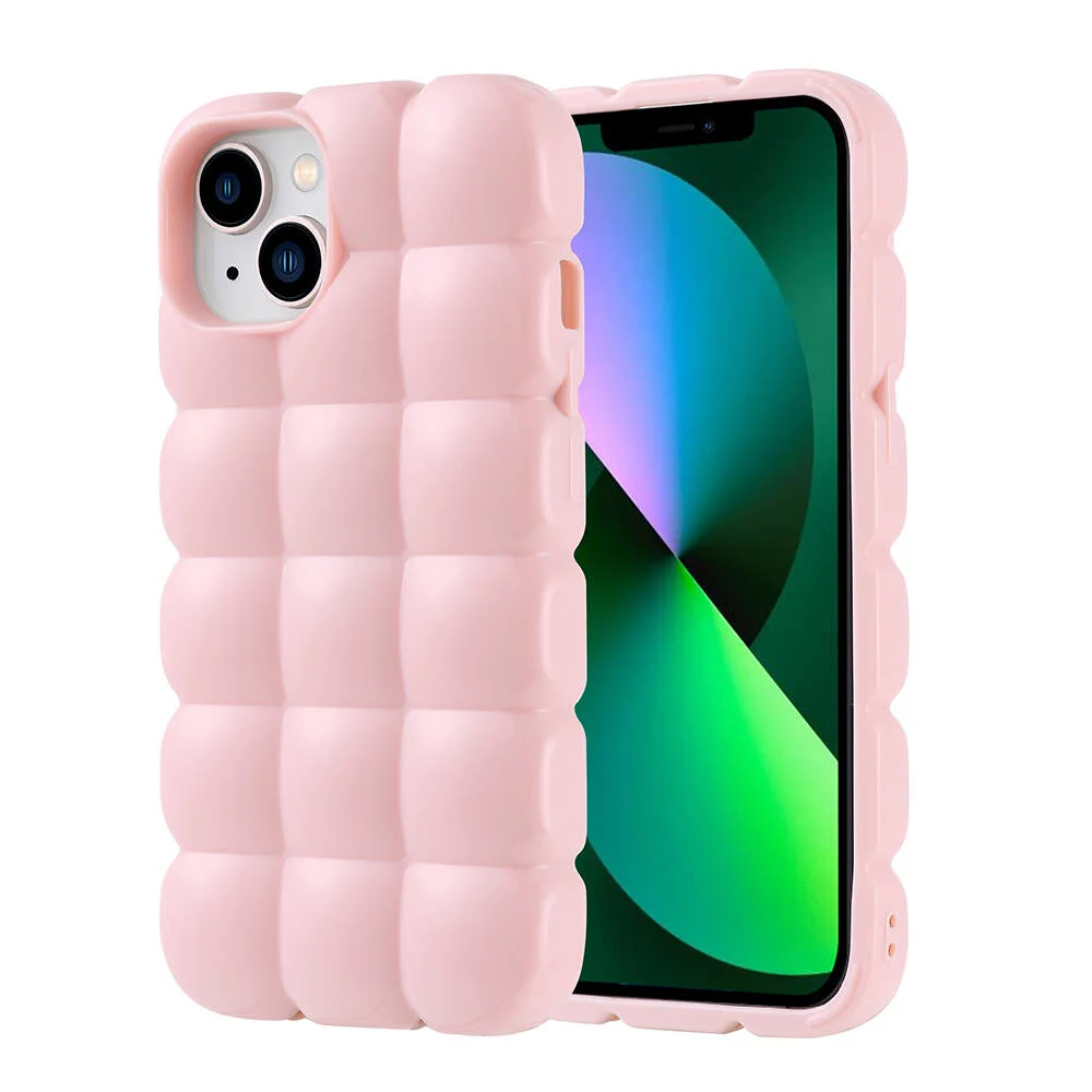 Apple iPhone 13 Kılıf Parlak Esnek Silikon Zore Dom Dom Kapak - Pembe