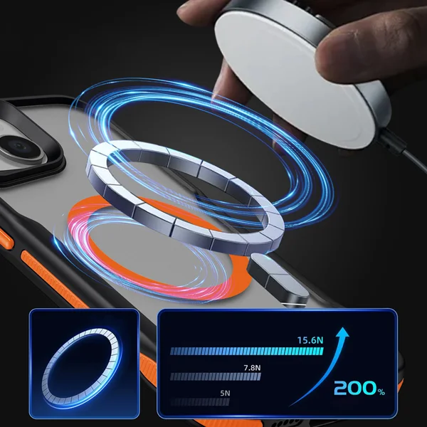 Apple iPhone 14 Pro Kılıf Magsafe Şarj Özellikli Renkli Kenar Airbag Şeritli Zore Lamer Kapak - Gri - 4