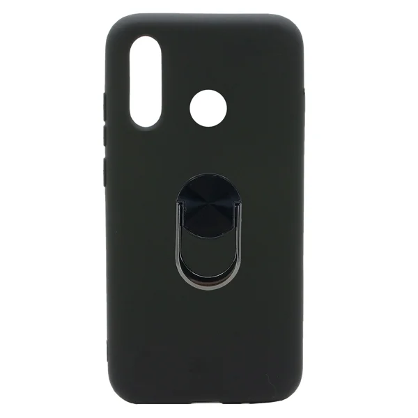 Nettech Huawei P30 Lite Uyumlu Leather Ring Nano Arka Koruma Kılıf (Siyah) NT-82997 - 1