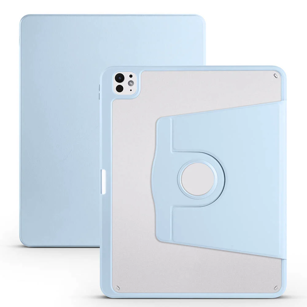 Apple iPad Pro 13 2024 Kılıf Zore Termik Kalem Bölmeli Dönebilen Standlı Kılıf - Mavi
