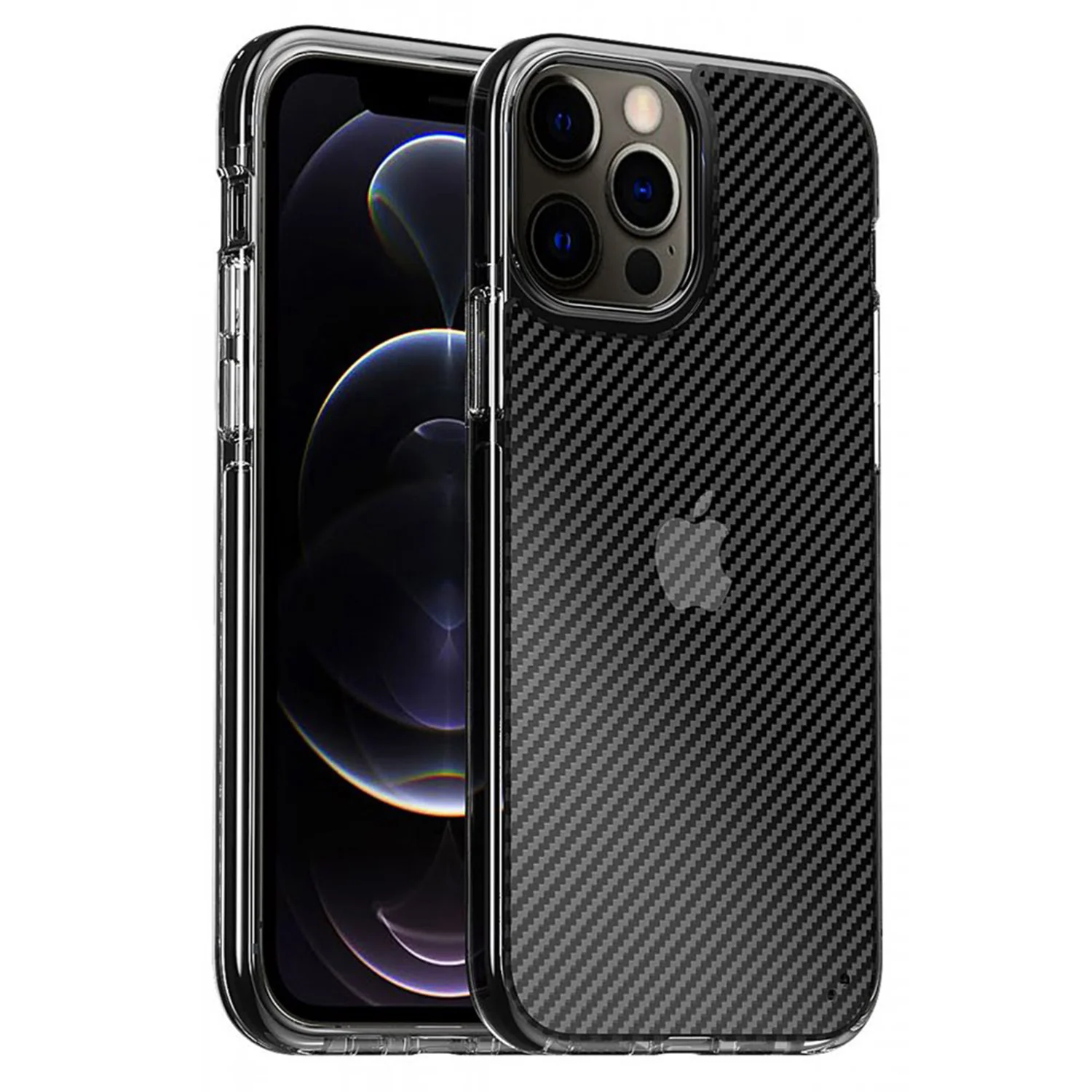 Nettech Apple iPhone 11 Pro Uyumlu Kenar Renkli Karbon Arka Koruma Kılıf (Siyah) NT-88783