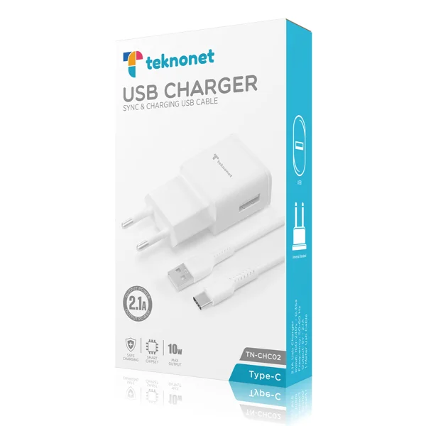 Teknonet TN-HCH02 10W 2100 mAh Type-C Kablo + Şarj Aleti (Beyaz) NT-92558 - 3