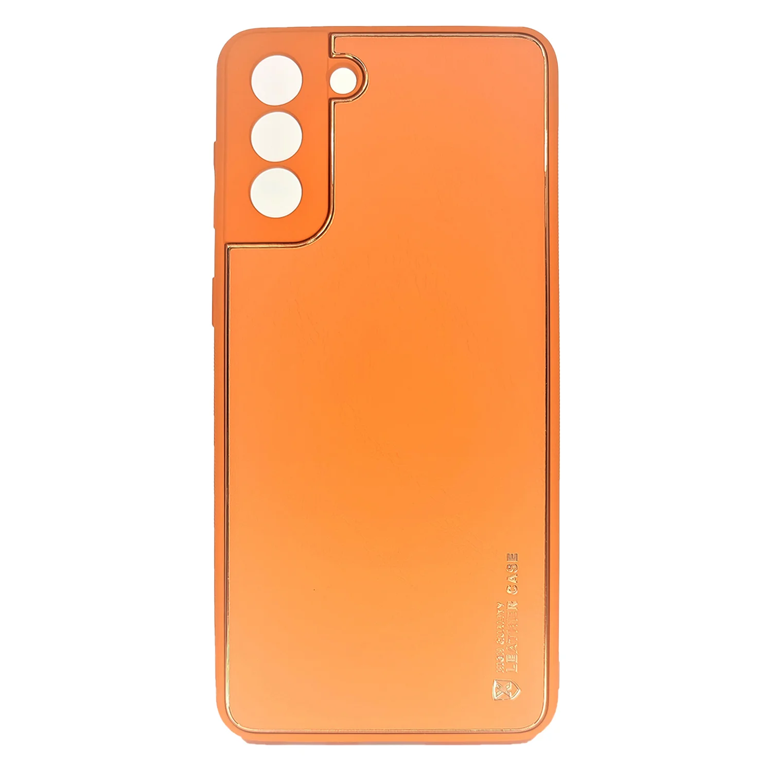 Nettech Samsung Galaxy S21 Uyumlu Coco Leather Seri Arka Koruma Kılıf (Turuncu) NT-87822