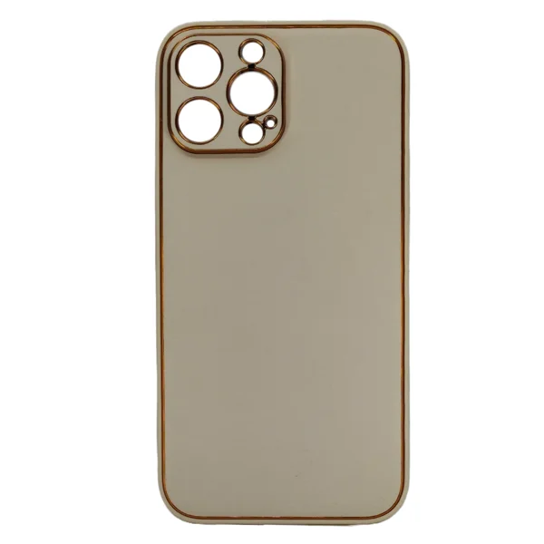 Nettech Apple iPhone 13 Pro Max Uyumlu Coco Leather Seri Arka Koruma Kılıf (Gold) NT-93569 - 3