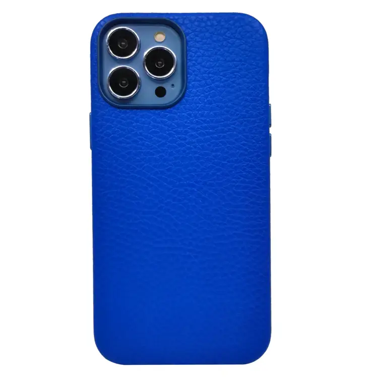 Nettech Apple iPhone 12 Pro Max Uyumlu Suni Deri Arka Koruma Kılıf (Mavi) NT-96361