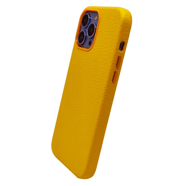 Nettech Apple iPhone 13 Pro Max Uyumlu Suni Deri Arka Koruma Kılıf (Sarı) NT-96374 - 2