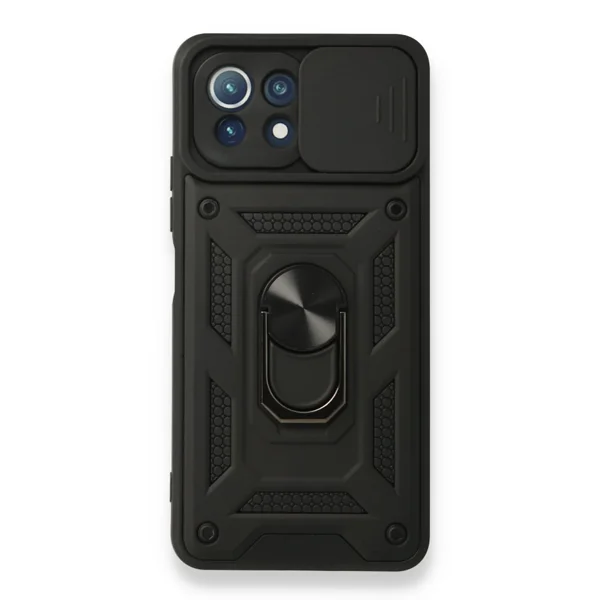 Nettech Xiaomi Mi 11 Lite Uyumlu Kızaklı Panzer Seri Arka Koruma Kılıf (Siyah) NT-86255 - 1