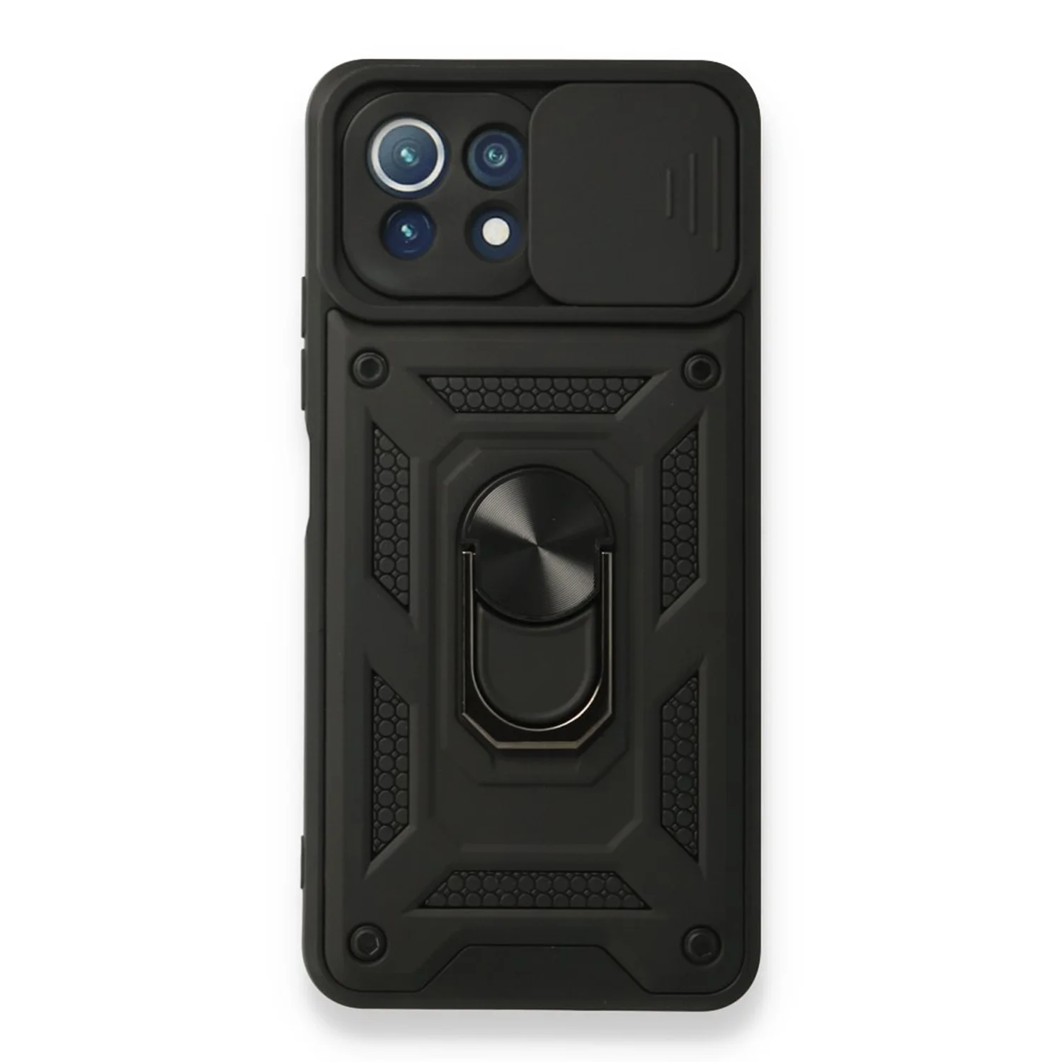 Nettech Xiaomi Mi 11 Lite Uyumlu Kızaklı Panzer Seri Arka Koruma Kılıf (Siyah) NT-86255