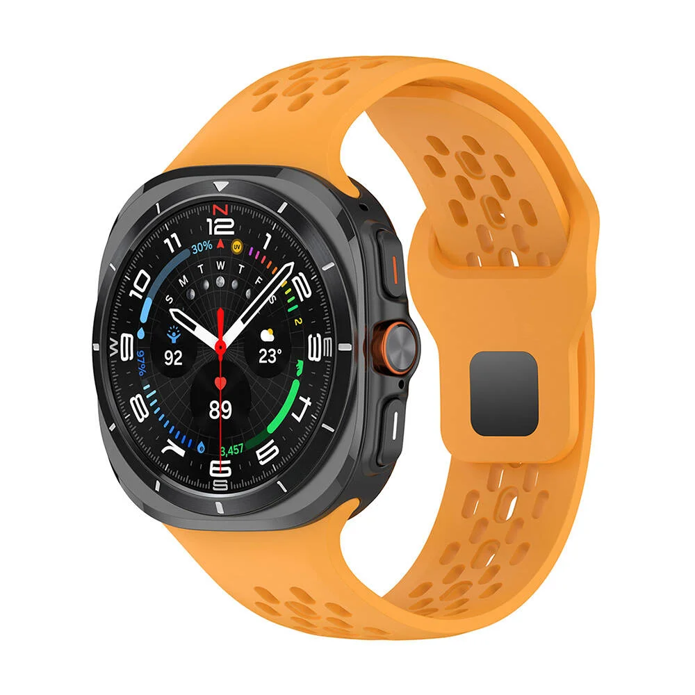 Galaxy Watch Ultra 47mm Zore KRD-119 Delikli Tasarım Silikon Kordon - Sarı