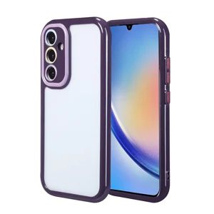 Galaxy A34 Kılıf Kamera Korumalı Renkli Kenar ve Çerçeve Tasarımlı Zore Vitamin Kapak - Derin Mor