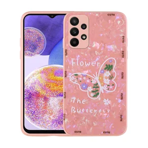 Galaxy A23 Kılıf Desenli Sert Silikon Zore Mumila Kapak - Pink Flower