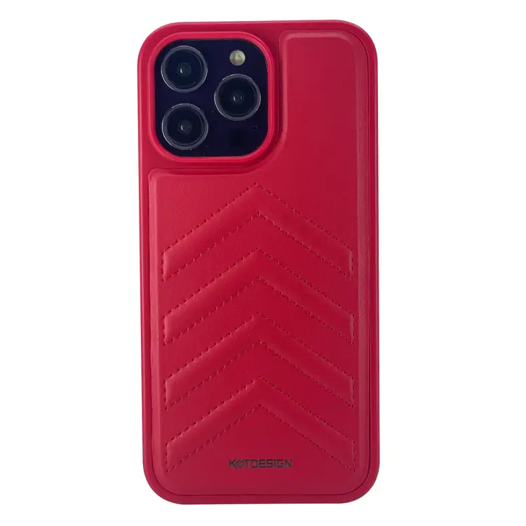 Nettech Apple iPhone 14 Pro Uyumlu Lynko Co Deri Seri Arka Koruma Kılıf (Kırmızı) NT-101723