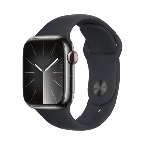 Apple Watch Series 9 - Paslanmaz Çelik - 41mm - Cellular - Gece yarısı