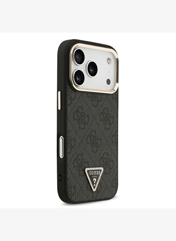 Apple iphone 17 pro Kamera Çerçeveli Taşlı Üçgen Logolu m-safe kılıf - 4