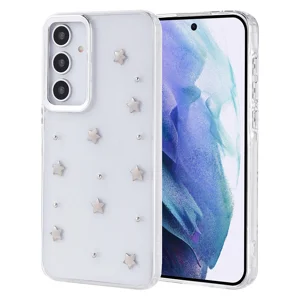 Galaxy A55 Kılıf Airbag Tasarımlı Simli Şeffaf Zore Kutup Kapak - Yıldız