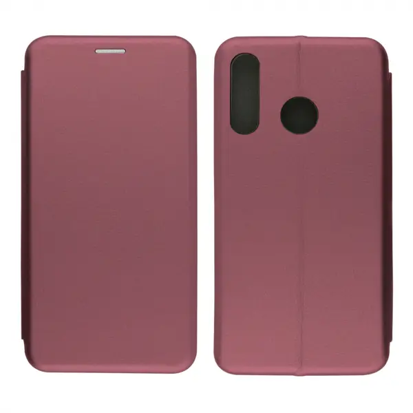 Nettech Huawei P30 Lite Uyumlu Lüx Seri Kapaklı Kılıf (Mürdüm) VR-18189