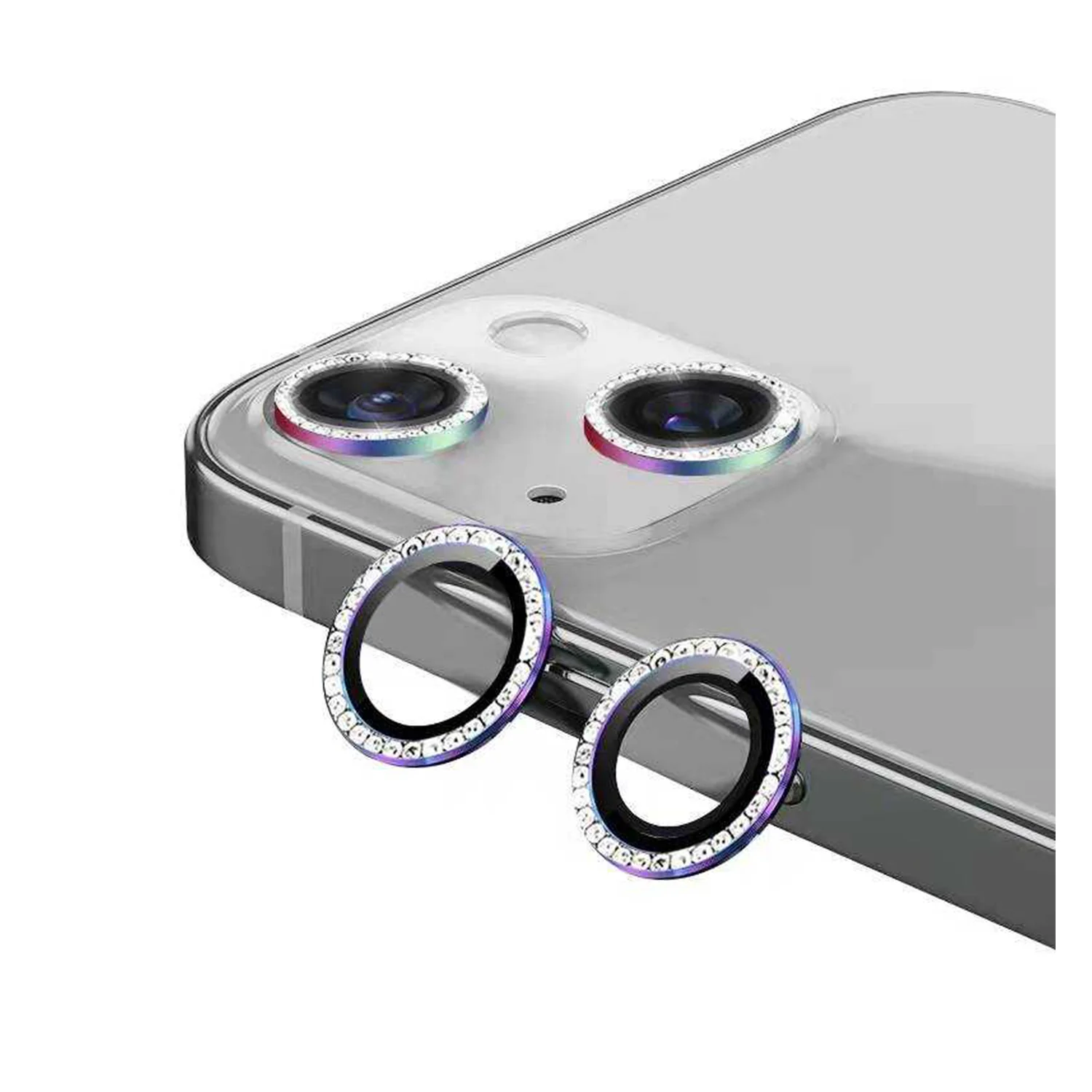 Nettech Apple iPhone 14 Uyumlu Diamond Taşlı Model Kamera Cam Koruyucu (Gökkuşağı) NT-97512