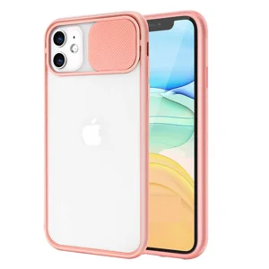 Nettech Apple iPhone 12 Mini Uyumlu Buzlu Kızaklı Kamera Korumalı Arka Koruma Kılıf (Pembe) NT-84596