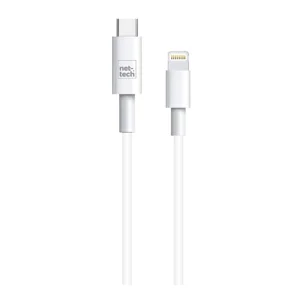 Nettech NT-DC10 2.4A Plastik 100 Cm Type-C To Lightning Şarj ve Data Kablosu (Beyaz) NT-DC10