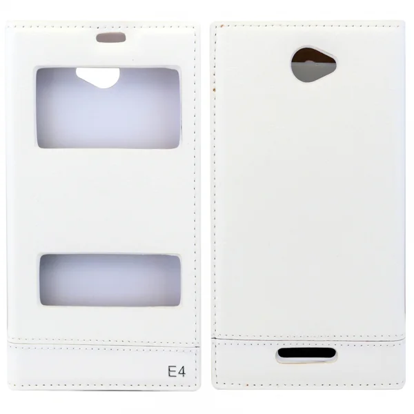 Sony Sony Xperia E4 Uyumlu Pencereli Kapaklı Kılıf (Beyaz) VR-5397 - 1