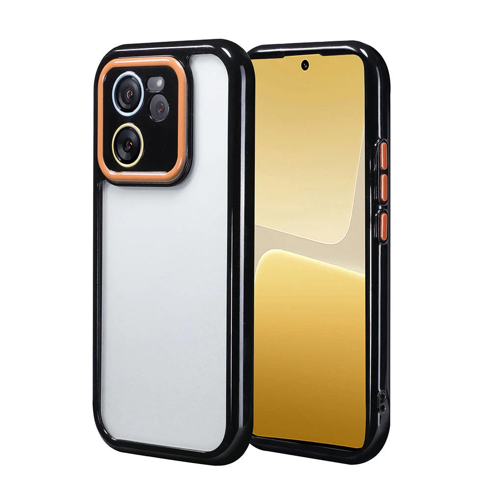 Xiaomi Mi 13T Kılıf Kamera Korumalı Renkli Kenar ve Çerçeve Tasarımlı Zore Vitamin Kapak - Siyah