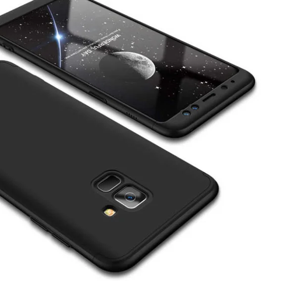 Galaxy A8 2018 Kılıf Zore 360 3 Parçalı Rubber Kapak - Siyah - 1