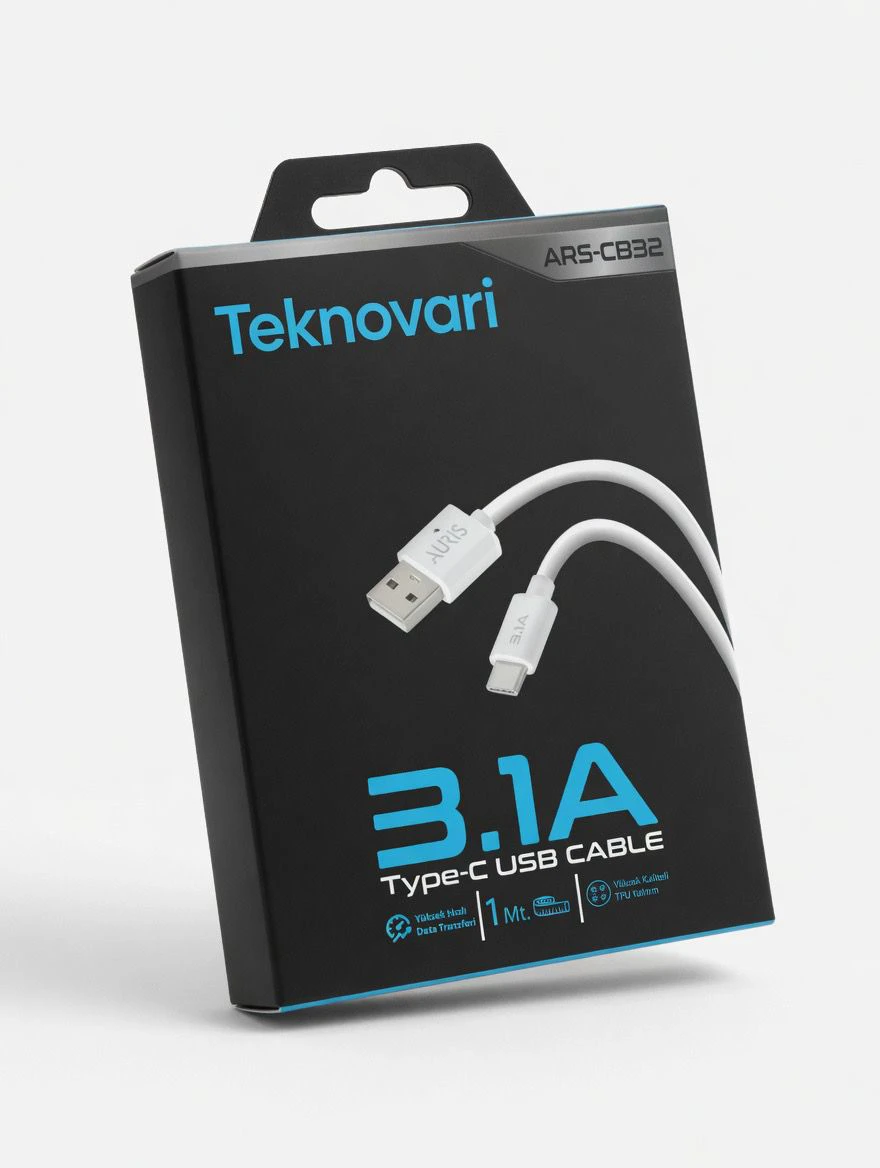 Teknovari Type-C 3.1A Şarz ve Data Kablosu