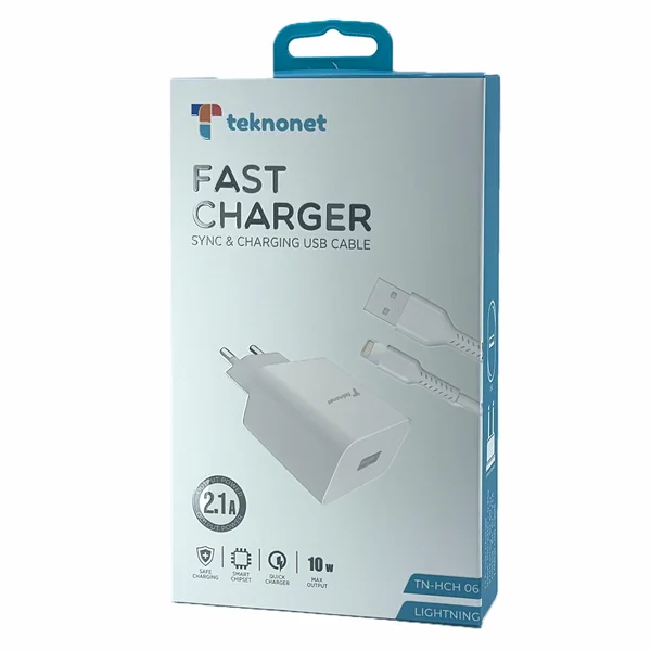 Teknonet TN-HCH06 10W 2100 mAh Lightning Kablo + Şarj Aleti (Beyaz) NT-92562