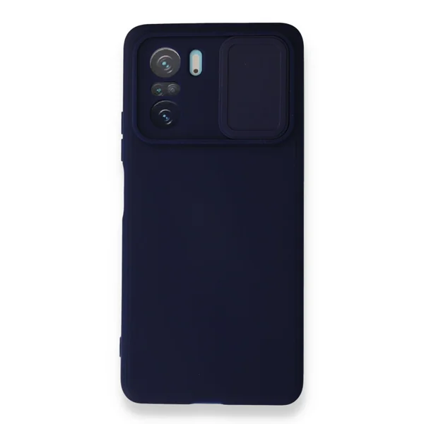 Nettech Xiaomi Poco F3 Uyumlu Kızaklı Kamera Korumalı Arka Koruma Kılıf (Lacivert) NT-87182 - 1