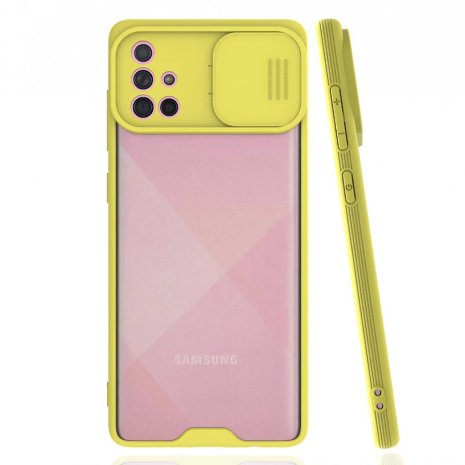 Nettech Samsung Galaxy A71 Uyumlu Platin Kamera Kızaklı Arka Koruma Kılıf (Sarı) NT-86687