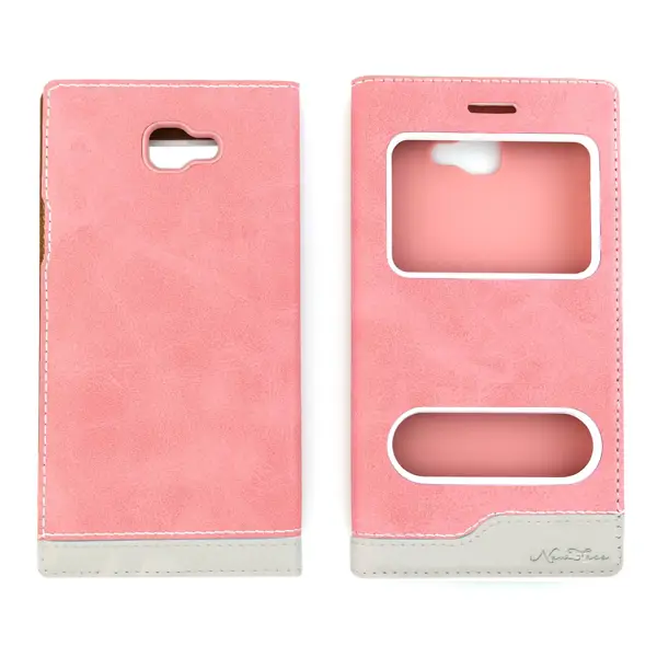 Nettech Samsung Galaxy G570 J5 Prime Uyumlu Pencereli Kapaklı Kılıf (Rose Gold) VR-1117