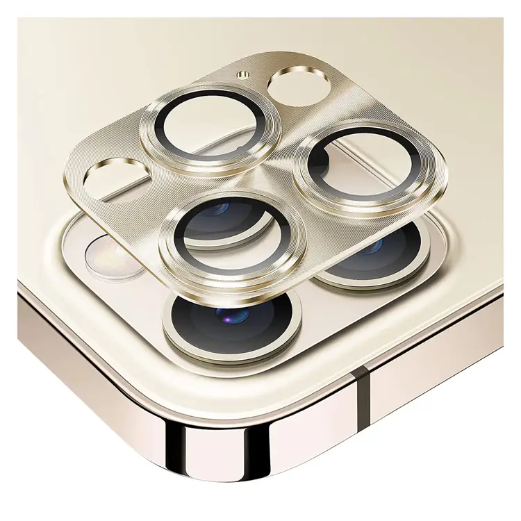Nettech Apple iPhone 12 Pro Max Uyumlu Metalik Seri Kamera Cam Koruyucu (Gold) NT-90381
