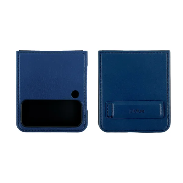 Nettech Samsung Galaxy Z Flip 4 Uyumlu Suni Deri Arka Koruma Kılıf (Lacivert) NT-104165 - 3