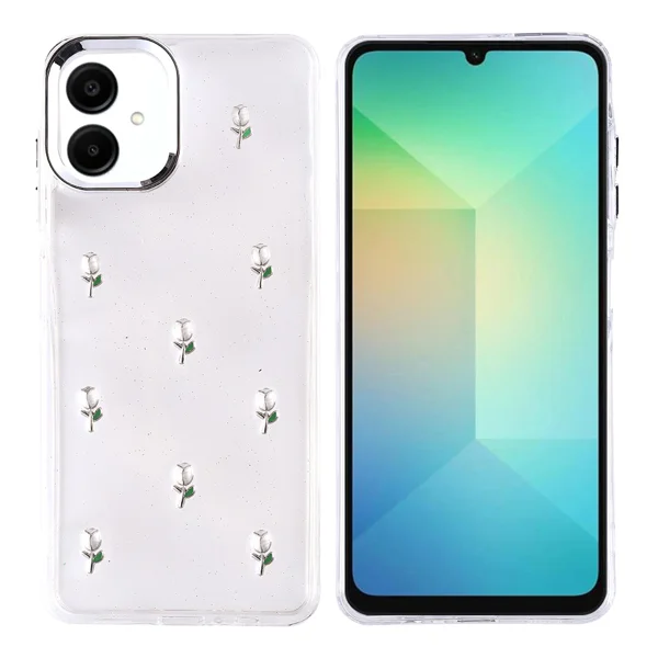 Galaxy A06 Kılıf Airbag Tasarımlı Simli Şeffaf Zore Kutup Kapak - Lale - 1