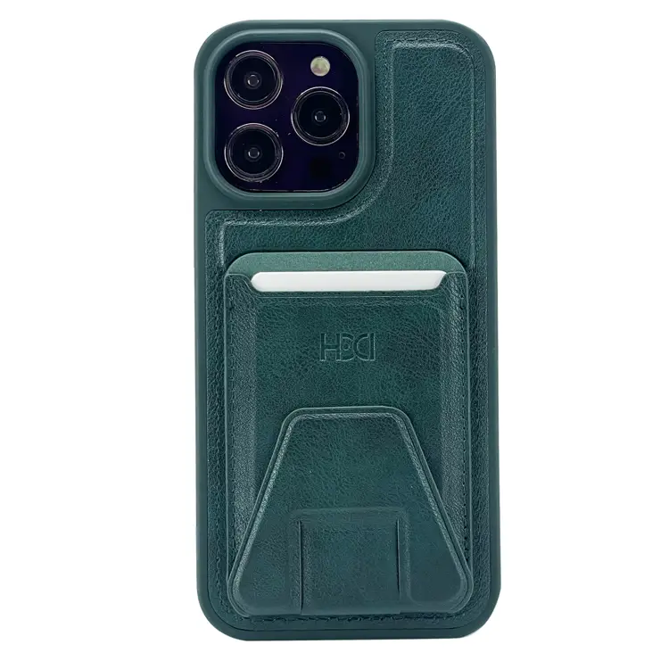 Nettech Apple iPhone 13 Pro Uyumlu Suni Deri Kartlık Arka Koruma Kılıf (Yeşil) NT-101525