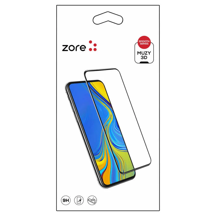 Galaxy A30 Zore Kenarları Kırılmaya Dayanıklı Cam Ekran Koruyucu - Siyah