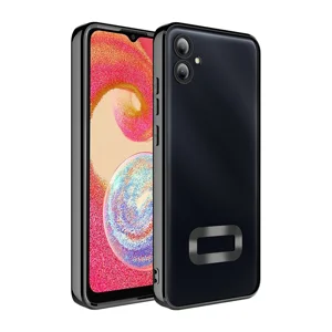 Galaxy A06 Kılıf Kamera Korumalı Logo Gösteren Zore Omega Kapak - Siyah