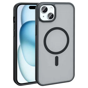 Apple iPhone 15 Kılıf Magsafe Şarj Özellikli Mat Arka Yüzey Zore Sio Kapak - Siyah