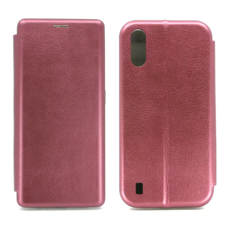 Nettech Samsung Galaxy A01 Uyumlu Lüx Seri Kapaklı Kılıf (Mürdüm) NT-79546