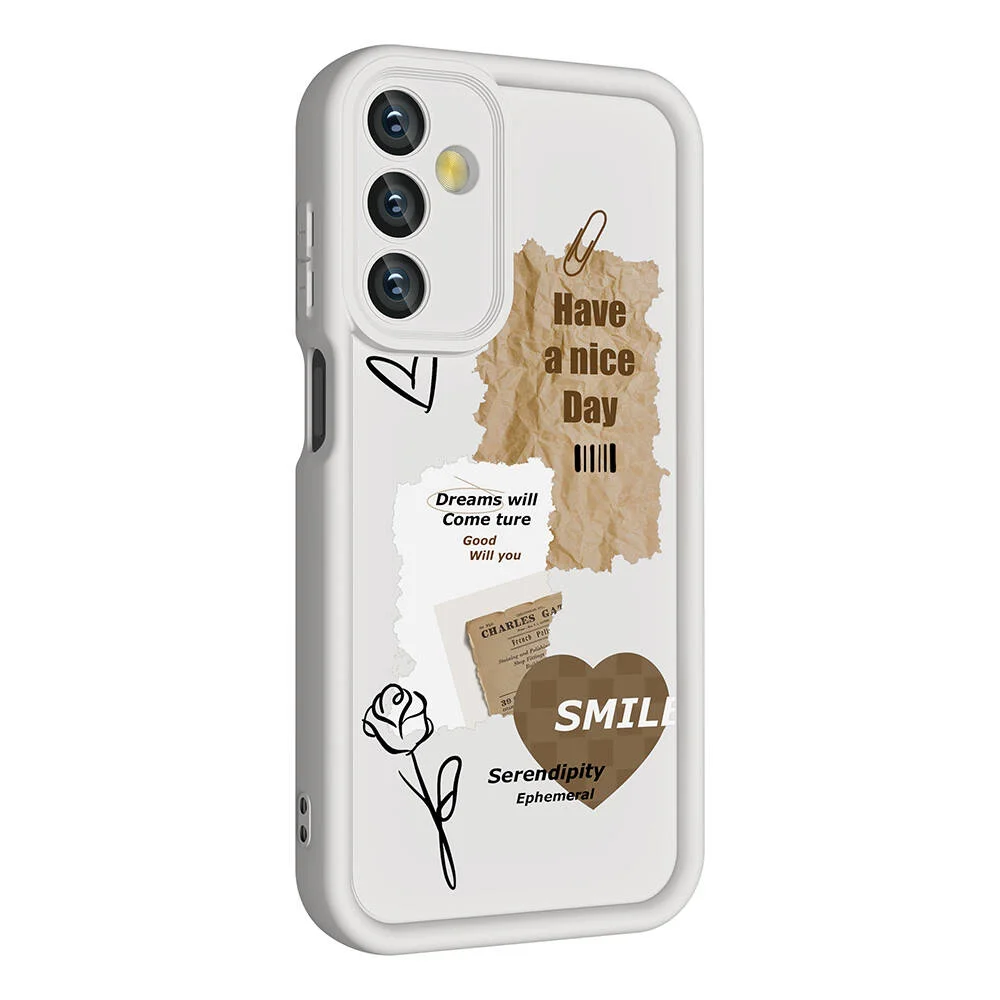 Galaxy A25 Kılıf Kamera Korumalı Baskılı Arka Yüzey Zore Klas Kapak - Beyaz