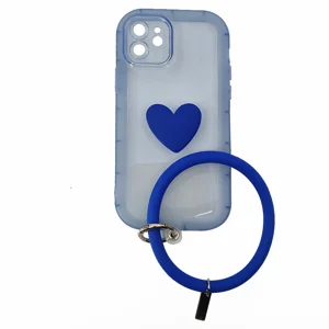 Nettech Apple iPhone 12 Uyumlu Halka Bilekli Şeffaf Seri Arka Koruma Kılıf (Mavi) NT-97204