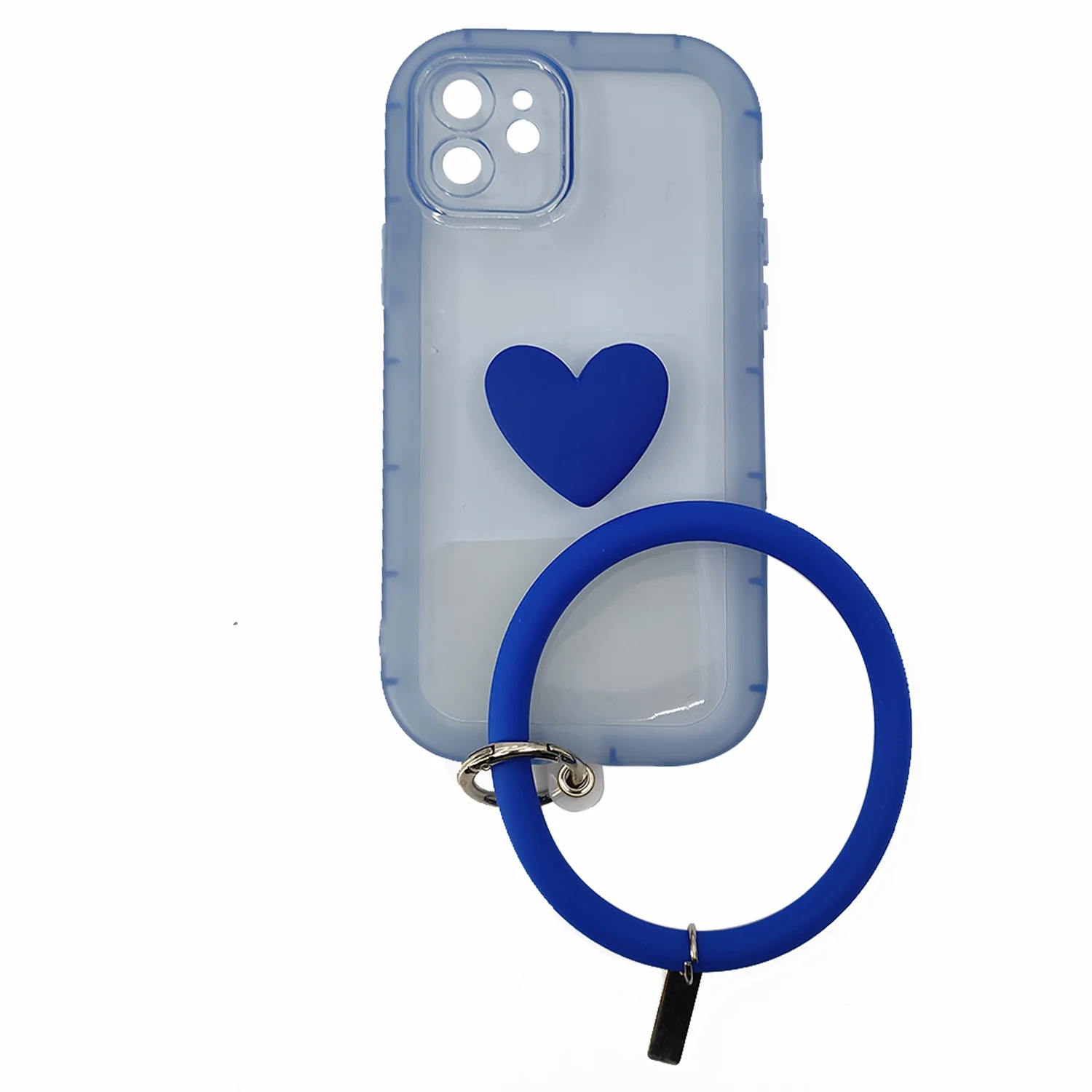 Nettech Apple iPhone 12 Uyumlu Halka Bilekli Şeffaf Seri Arka Koruma Kılıf (Mavi) NT-97204