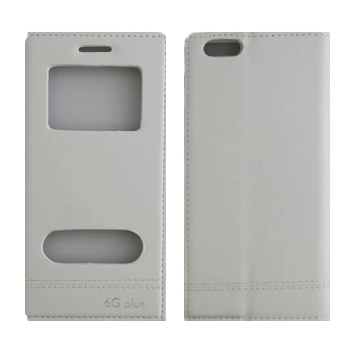 Nettech Apple iPhone 6S Plus Uyumlu Pencereli Kapaklı Kılıf (Beyaz) VR-7114