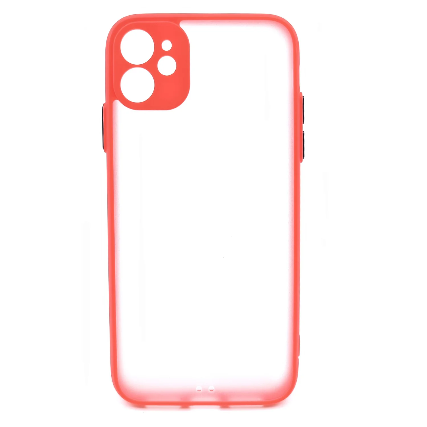 Nettech Apple iPhone 12 Uyumlu Kontrast Renkli Tuş Seri Arka Koruma Kılıf (Kırmızı) NT-88619