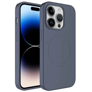Apple iPhone 13 Pro Max Kılıf Magsafe Wireless Şarj Özellikli Pastel Renk Silikon Zore Plas Kapak - Lavendery Gray