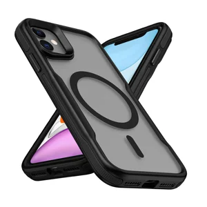 Apple iPhone 12 Kılıf Magsafe Şarj Özellikli Renkli Kenar Airbag Şeritli Zore Lamer Kapak - Siyah