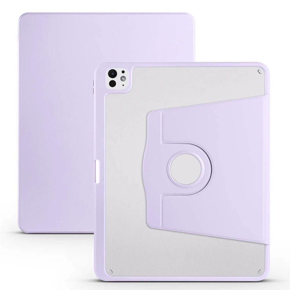 Apple iPad Pro 13 2024 Kılıf Zore Termik Kalem Bölmeli Dönebilen Standlı Kılıf - Lila