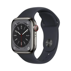 Apple Watch Series 8 - Paslanmaz Çelik - 45mm - Cellular - Gece yarısı