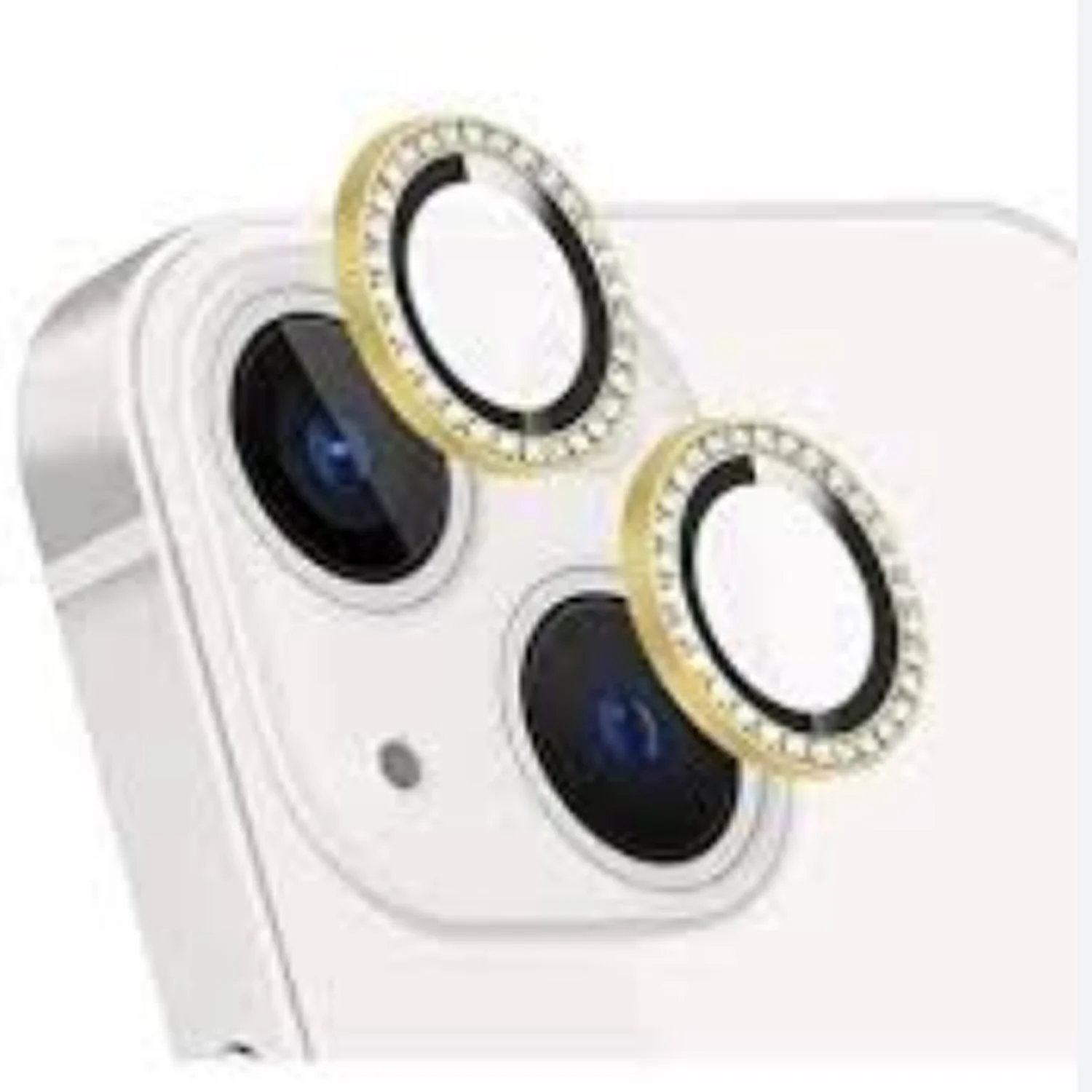 Nettech Apple iPhone 14 Uyumlu Diamond Taşlı Model Kamera Cam Koruyucu (Gold) NT-98921